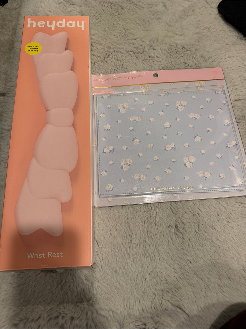 Pink Wrist Rest and Blue Floral mouse pad Set love shack fancy